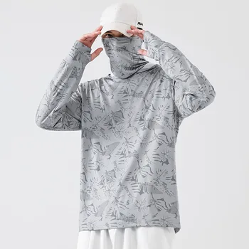 Лятна градинска солнцезащитная облекло с качулка, дишаща, защищающая от виолетови, бързосъхнеща, без облекло за риболов на лед коприна