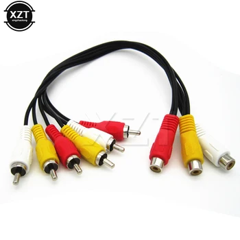 1 бр. кабел с дължина 30 см 3RCA за жени и 6RCA за мъже, аудио-видео сплитер, удължителен кабел за ТВ декодери, DVD-съвместим мултимедиен конвертор