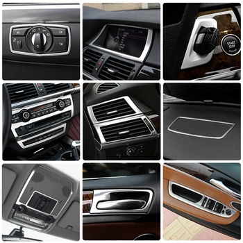 Авто Вътрешен Превключвател Кутия Климатик, CD Панел на Вратата Подлакътник Капак Завърши Автомобилни Стикери с Аксесоари за BMW X5 X6 E70 E71 2008-2013