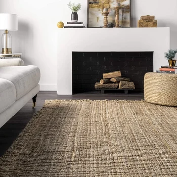 Домашен килим за хол от естествен юта ръчно изработени килими за декориране на дневната
