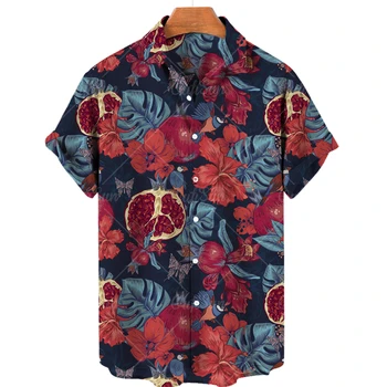 Хавайска риза с 3D принтом и цветисти принтом, блузи, мъжки ежедневна рокля с къси ръкави в стил аниме, лятна мъжки дрехи в ретро стил от Body Corinthians