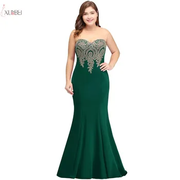 Русалка плюс размер и дълги рокли за абитуриентски бал апликация без ръкави зелена рокля за бала vestidos de gala