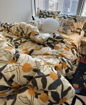 Модерен пасторальный цветен комплект спално бельо за момичета, близнак пълна кралицата на поп trend дизайн памук домашен текстил чаршаф калъфка пухени