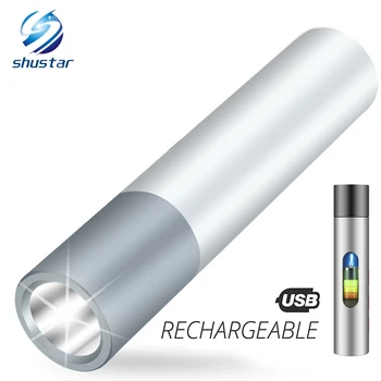 USB акумулаторна прост творчески led фенерче Фокус от алуминиева сплав 3 режима на осветление разстояние осветление на 200 метра