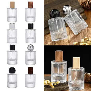 Стъклен флакон-спрей парфюм Преносим 50 мл Прозрачен флакон-спрей парфюм за еднократна употреба, Козметични контейнери с голям капацитет за пътуване