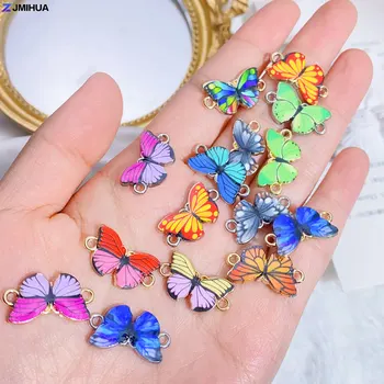 10 бр. сладки конектори-пеперуди, амулет с емайл принтом в няколко стила, за да проверите за производство на бижута, ръчно изработени аксесоари 