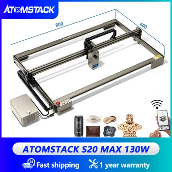 Машина за лазерно рязане ATOMSTACK A20 S20 MAX мощност 130 W с моторното резервоар за подаване на въздух, за рязане на дървесина, за гравиране на чаши за вода, CNC