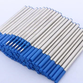 100 бр. качествена син стандартна дръжка-rollerball от неръждаема стомана за пълнене с мастило
