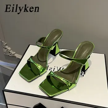 Eilyken / Нов Дизайн, Изтънчен Стил, Джапанки обувки с Високи Токчета, Дамски Елегантни Вечерни Рокли С Квадратни пръсти, Летни Zapatos De Mujeres