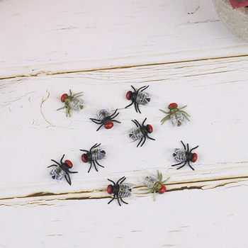 100 бр фалшиви мухи Пластмасови имитированные насекоми мухобойки Шутливые играчки шеги на Хелоуин