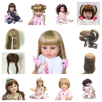 Подходяща За кукли Обиколката на главата От 32 см. до 36 см Силикон Перука за Коса Reborn Baby Doll Къдрава Каштаново-Златни Коса за кукли BJD Reborn Кукла