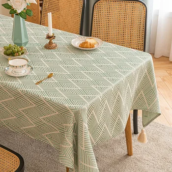 Маса за хранене в скандинавски стил ins от плат с висококачествена холна маса от чист памук и лен в японски стил