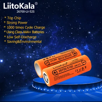 1-18 бр. LiitoKala Lii-52S 3,7 В 26700 5100 mah Литиево-йонна Акумулаторна Батерия За Led Фенерче Литиево-йонна Батерия Акумулаторна батерия