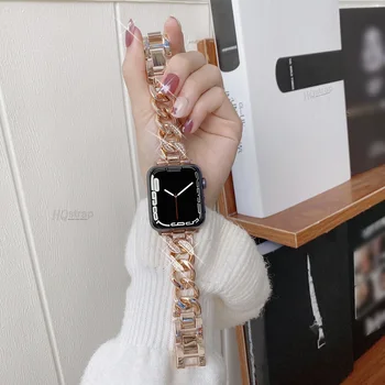Модерен метална каишка с диаманти за iwatch band 40 мм 41 мм 45 мм 44 мм 38 мм 42 мм Гривна за Apple watch серия se 7 5 6 4 3 гривна