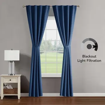 Стилно тъмно синьо Затемненная прозорец завеса, с дизайн на задния панел, е подходящ за всяка стая в дома ви - Модерни 38 