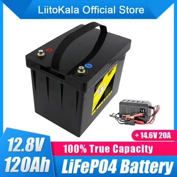 LiitoKala 12,8 В 120AH lifepo4 батерии с 100A BMS 12v 120Ah батерия за go cart UPS Инвертор домакински уреди + 14,6 В 20A