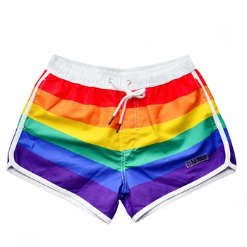 Модерен шарени дъгата секси топ за гейове, мъжко плажна бельо, мъжки гащи, които са удобни дишащи шорти-боксерки с ниска талия