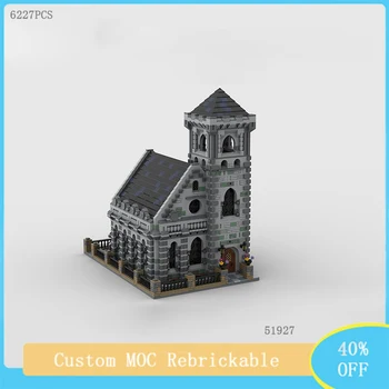 Креативна серия от Street View MOC старата сграда, старомодна църква, градивен елемент, модел, направи си сам, бебешки играчки, играчки за коледен подарък