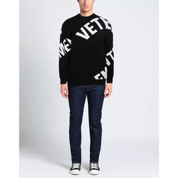 Vetements 2023ss, новият есенно-зимния висококачествен вязаный пуловер с кръгло деколте и надписи за мъже и жени