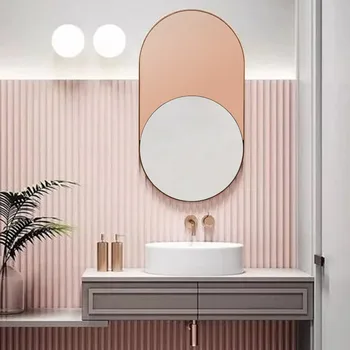 Стенно огледало за баня в скандинавски стил, стикер на стената, козметично суета, рамка за огледало в банята, естетични аксесоари за дома Espejos De Pared