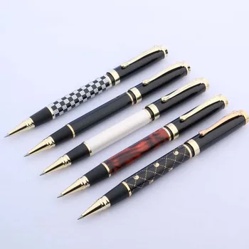 JINHAO 500 Executive, черно с бяла шахматна дъска, златна украса, химикалка писалка 0,5 мм