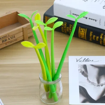 Креативна канцелярская модел от 24 теми, гел писалка със зелено растение, лесен детелина, черна химикалка химикалка, канцеларски материали за учениците