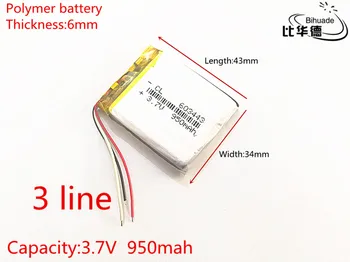 3 линия 3,7 950 mah 603443 батерия за таблет батерия за мобилен телефон, Mp3 MP4, MP5 GPS