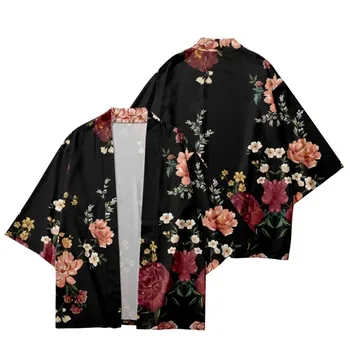 детско кимоно от 3 до 14 години, японските традиционни костюми, жилетка хаори с флорални принтом за момчета и момичета, яке, детски плажни дрехи, дъждобран