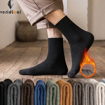 5 чифта зимни мъжки къси чорапи от топъл плътен памук, бизнес обикновена антибактериални, дишащи, топли хавлиени чорапи добро качество