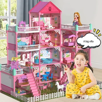 Миниатюрен куклена къща със собствените си ръце, чудесен дом за деца, строителни комплекти, куклен дом, мебели за кукли, детски играчки, подарък за рожден ден и Коледа