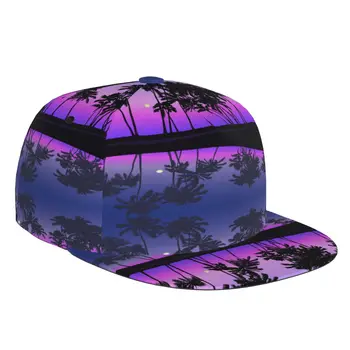Бейзболна шапка с 3D принтом палми, Ежедневни солнцезащитная шапка, елегантен етнически стил, модерен панорамен хип-хоп, жени, мъже
