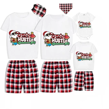 Комплекти коледни семейни пижам Santa Hustle Christams през юли, сиви къси пижамные комплекти
