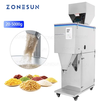 ZONESUN 20-5000 г полуавтоматична машина за претегляне на прах за разфасоване на чай, машина за пълнене на хранителни зърна