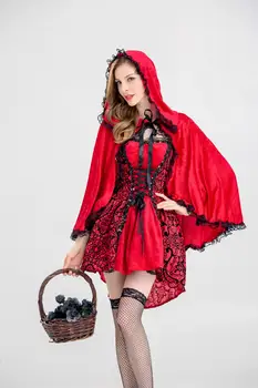 Възрастен женски секси костюм на Червената Шапчица Хелоуин Фантазия Маскарадное рокля за парти Приказка Cosplay облекло