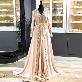 Елегантни Дубайские сатенени вечерни рокли за бала 2022, мюсюлманска блуза с дълъг ръкав, дантелени вечерни рокли на знаменитости, арабски плажна хавлия soirée femme