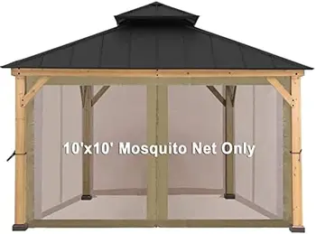 Навес от Комарите окото със Странични стени с Височина 7 метра за Навес Беседка 8x8 или отгледа 10х10 или 10x12, Бежово Mosquiteras Комарите kiler Mos
