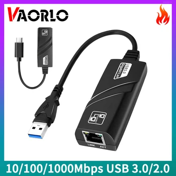 VAORLO 10/100/1000 Mbps с USB 3.0/2.0 на Type-C 3,1 Към Gigabit Ethernet Мрежов Адаптер RJ-45 LAN Мрежова Карта За Преносими КОМПЮТРИ MAC, Windows 7 8 10