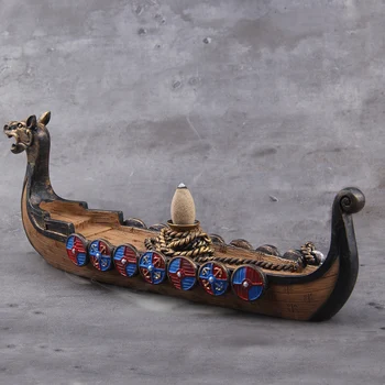 С 10 конуси в подарък, записващо устройство за тамян с водопад, керамични титуляр за тамян, лодка-дракон на викингите, вариант за смесени шишарки за тамян