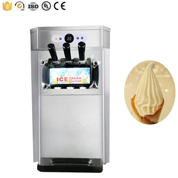 Преносима градинска машина за мек сладолед, търговска опаковка за сладолед, трикольор настолна машина за сладолед, штепсельная вилица ЕС