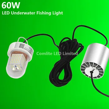 Кабел 6 м 60 W 12 В Зелената нощен риболов на калмари led подводно потопяеми светлини с отстъпка на стоки
