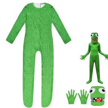 Аниме игра Дъгата един Cosplay костюм Зелено чудовище Гащеризони за момчета и момичета Kawaii Хелоуин костюм за парти в чест на рождения ден