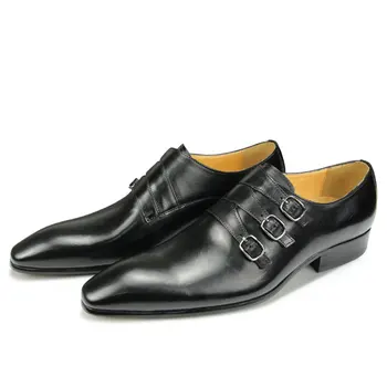 Обувки, които растежа, луксозни мъжки сандали от естествена кожа с елегантна сватбена вечерни тоалети офис монашеска обувки, размер 39