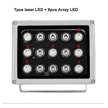 IR lightbox на далечни разстояния 7 бр. лазерни + 8 бр. array на led ourdoor IR заполняющий светлина IR инфрачервен led светлина камера за нощно виждане за видео наблюдение