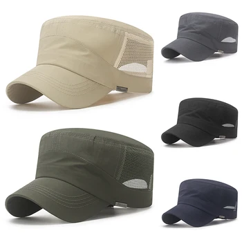 Нова бързосъхнеща военна шапка, летни окото мъжки шапки с плосък покрив, дамски мъжки солнцезащитная армията шапка, дишаща шапка, dr. шапки в ретро стил