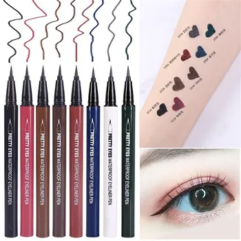 Професионални бързо съхнещи гладка водоустойчиви моливи за очна линия на очите, пигменти, кафяв и черен цвят, течна очна линия, дръжка за грим