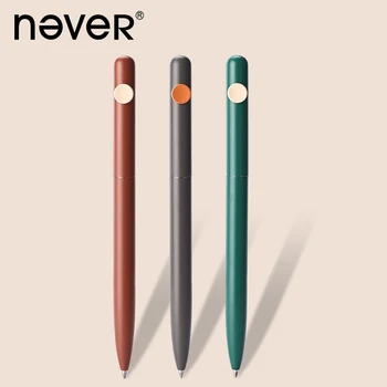 Никога не премиальная метална писалка за означения Kawaii Ретро гел мастило химикалки 0,5 мм черни въртящи се дръжки на Бизнес-училище, офис консумативи, подарък caneta