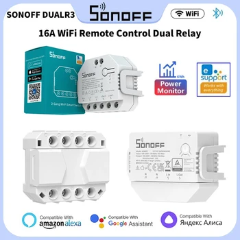Sonoff DUALR3 MiniR3 WiFi Smart Switch Дистанционно Управление на Измерване на мощността на Двойното Реле 2-Лентови Умни Ключове Работят С Google Home Алекса