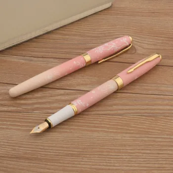 1 бр. дръжка + 10 бр. мастило, Метална 83 писалка розови цветя F перо Бизнес офис ученически пособия на мастило химикалки